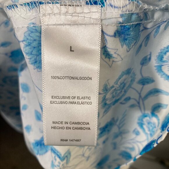 Womens Draper James Floral Smocked Sundress White Teal L Cotton - Picture 10 of 11